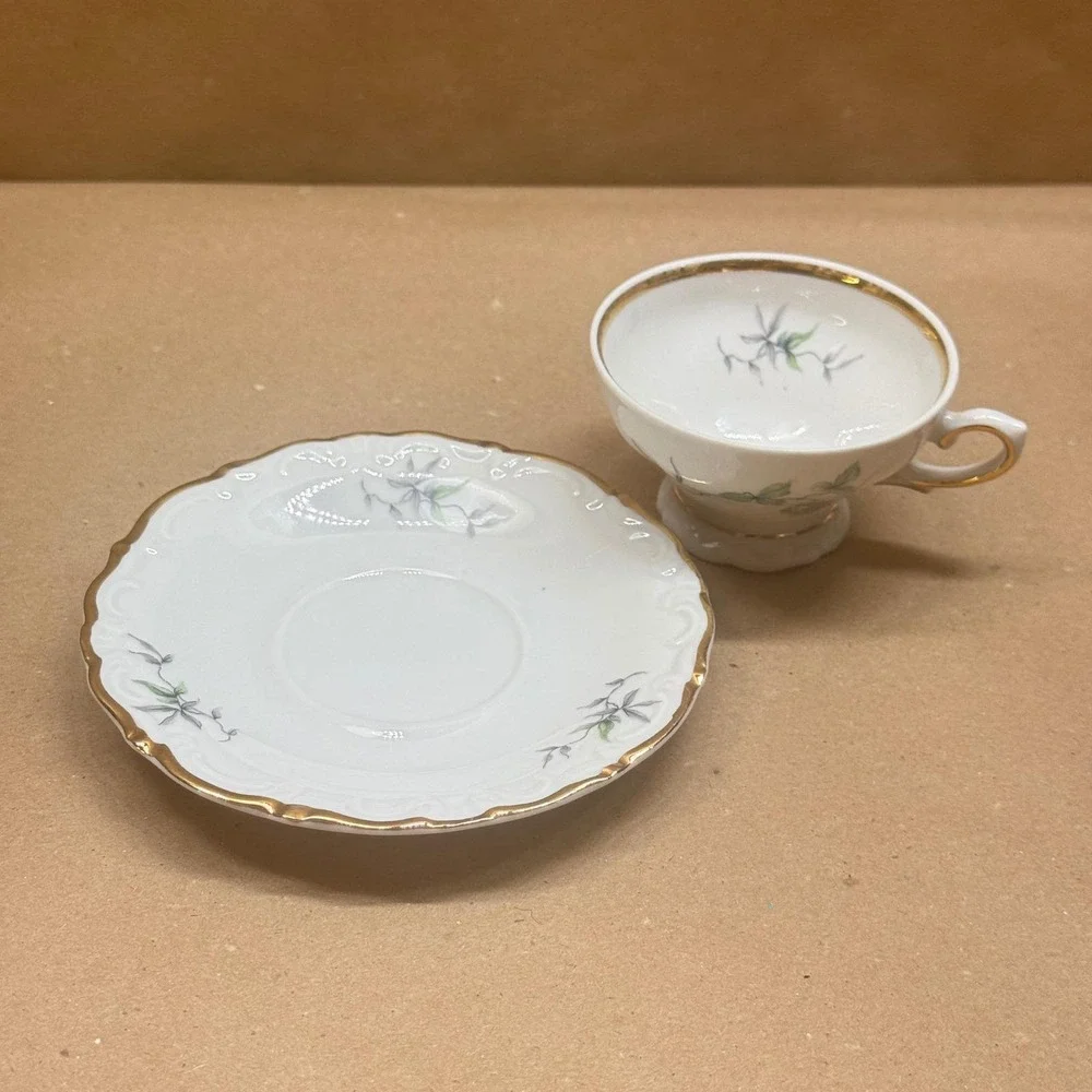 Winterling Green Ming Demitasse Cup Saucer Bavaria Germany Gold Trim